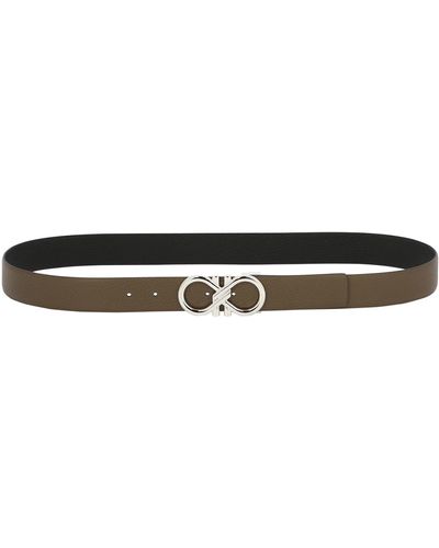 Ferragamo Reversible And Adjustable Gancini Belt Belts - White