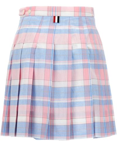 Thom Browne Check Pleated Skirt Gonne Multicolor - Bianco