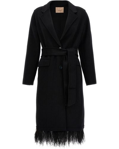 Twin Set Belted Single Breast Coat Coats, Trench Coats - Black