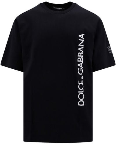Dolce & Gabbana Cotton T-Shirt With Logo Print - Black