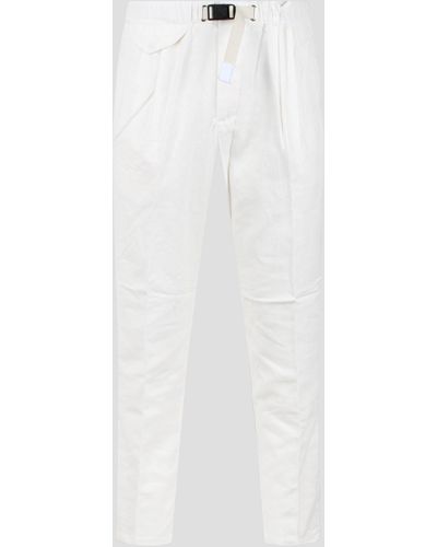 White Sand Linen cotton blend trousers - Bianco