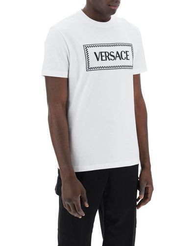 Versace T Shirt Con Logo Ricamato - White