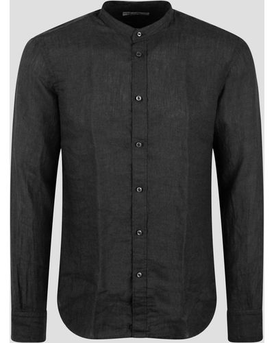 Brian Dales Mandarin Collar Linen Shirt - Black