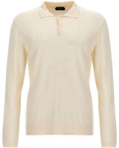 Zanone Cotton Silk Shirt Polo - Natural