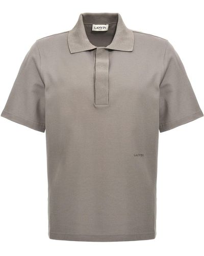 Lanvin Logo Embroidery Shirt Polo Grigio