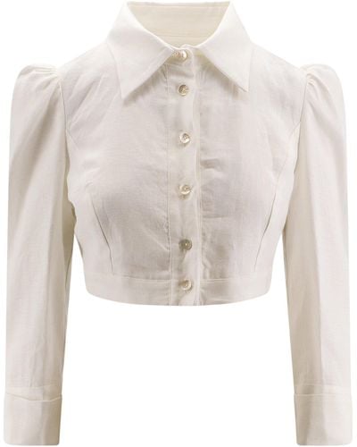 Lavi Crop Fit Linen Shirt - White