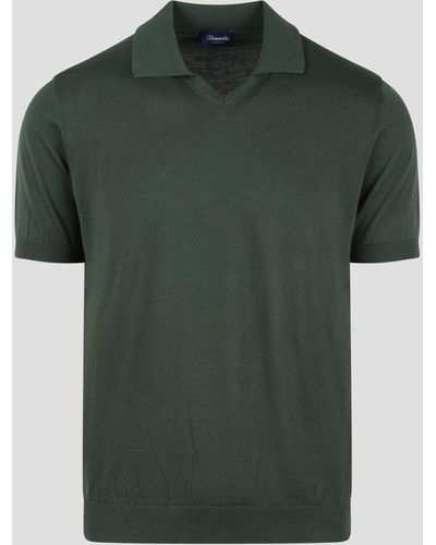 Drumohr Buttonless Cotton Polo Shirt - Green