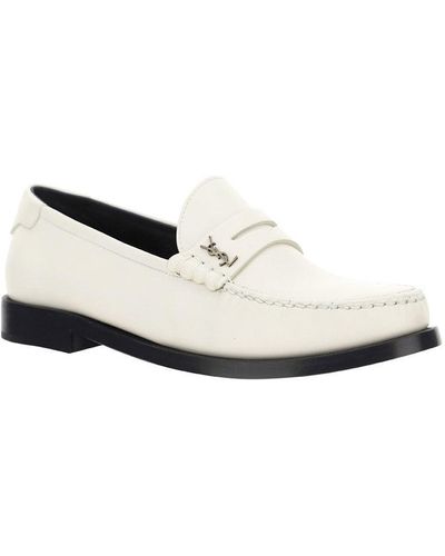 Saint Laurent Leather Loafer - White