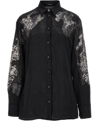 Versace Satin Lace Shirt Camicie Nero