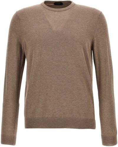 Zanone Cotton Crepe Sweater Sweater, Cardigans - Brown