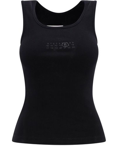 MM6 by Maison Martin Margiela Tank Top With Numeric Logo - Black