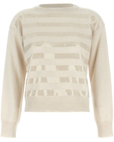 Brunello Cucinelli Sequin Sweater - White