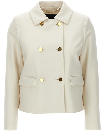 Kiton Cropped Double-Breasted Jacket Blazer And Suits Bianco