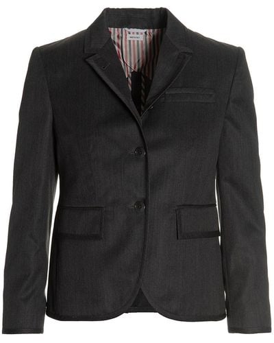 Thom Browne Wool Single Breast Blazer Jacket - Black