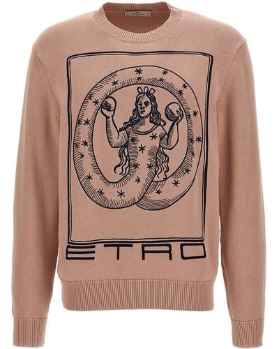 Etro Logo Embroidery Sweater Maglioni Rosa