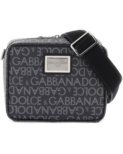 Dolce & Gabbana Borsa Messenger In Jacquard Spalmato - Nero