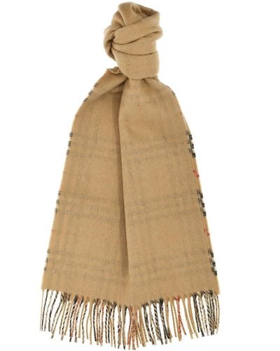 Burberry Check Reversible Scarf Scarves, Foulards - Natural
