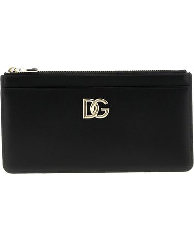 Dolce & Gabbana Logo Leather Cardholder Wallets, Card Holders - Black
