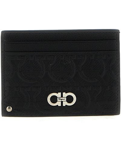 Ferragamo Logo Card Holder Wallets, Card Holders - Black