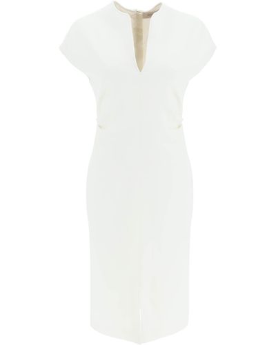 Agnona Wool Crepe Sheath Dress - White
