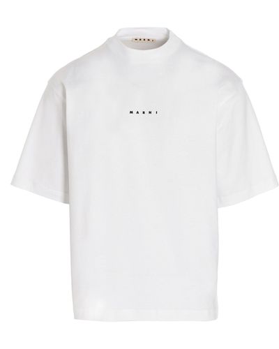Marni Logo Printed T Shirt Bianco