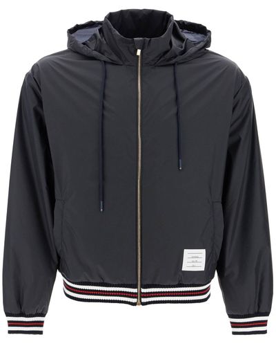 Thom Browne Giacca A Vento In Ripstop - Black