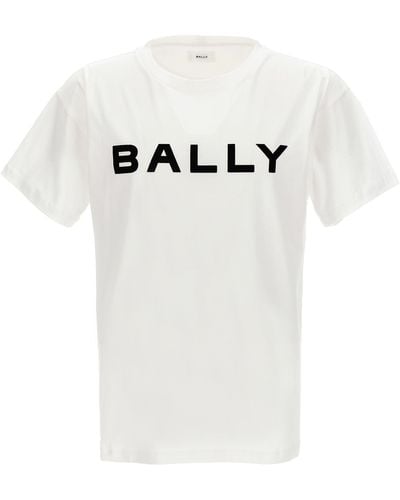Bally Flocked Logo T Shirt Bianco