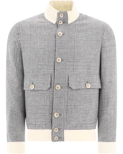 Brunello Cucinelli Linen, Wool And Silk Bomber Jacket - Gray