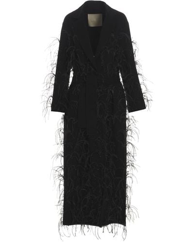 Elie Saab 'Embellished' Long Coat - Black