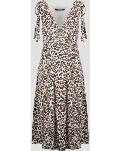 ANDAMANE Leopard Print Midi Dress - White