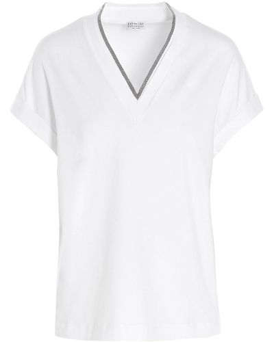 Brunello Cucinelli Monile T Shirt Bianco