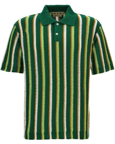 Marni Striped Shirt Polo Verde