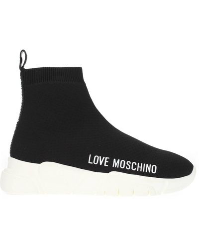 Love Moschino Sneakers Fabric White - Black