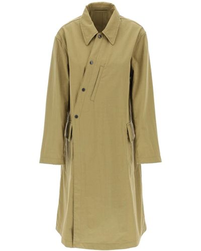 Lemaire Asymmetric Buttoned Trench Coat - Green