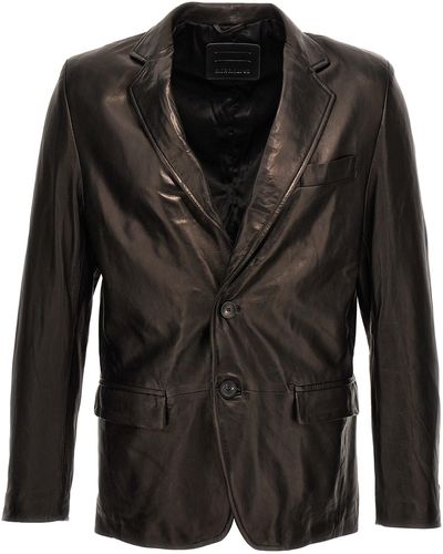 Giorgio Brato Single-breasted Leather Blazer - Black