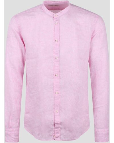 Brian Dales Mandarin Collar Linen Shirt - Pink