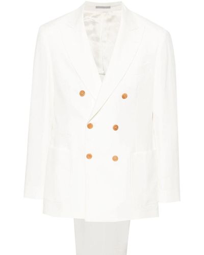Brunello Cucinelli Double-Breasted Linen Suit - White