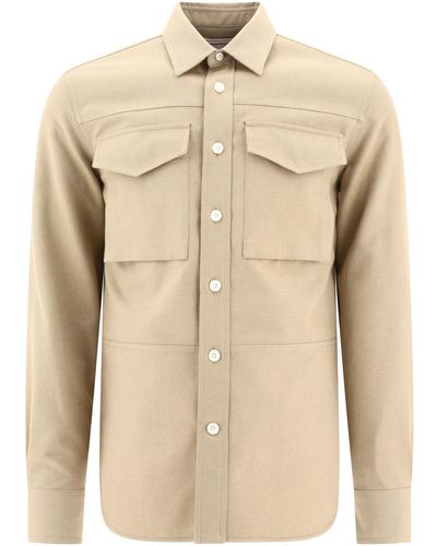 Alexander McQueen Overshirt With Flap Pockets Jackets - Natural
