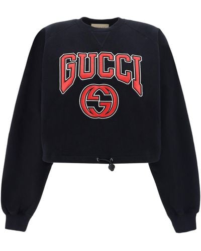 Gucci Jersey Sweatshirt With Embroidery - Black