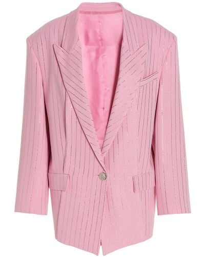 The Attico Pinstripe Single-breasted Blazer - Pink