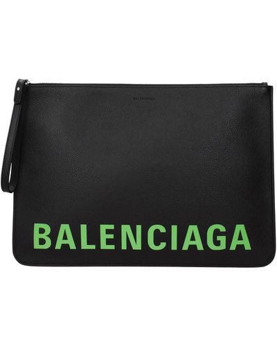 Balenciaga Clutches Leather Fluo Green - Black