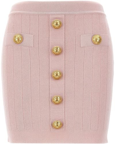Balmain Logo Button Skirt Skirts - Pink