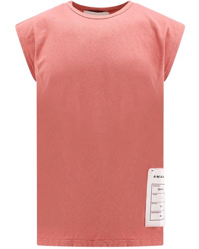 Amaranto Cotton And Linen Top With Logoed Label - Pink
