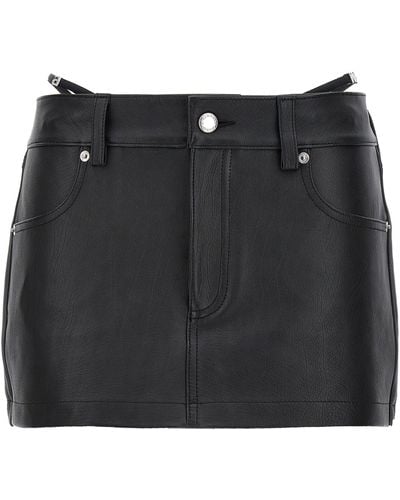 Alexander Wang Thong Leather Skort Bermuda, Short - Black