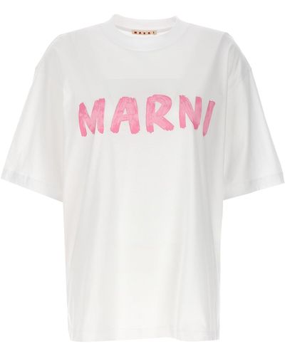 Marni Logo Print T Shirt Bianco