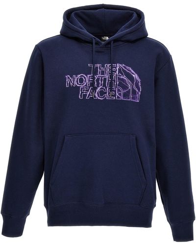 The North Face Logo Print Hoodie Felpe Blu