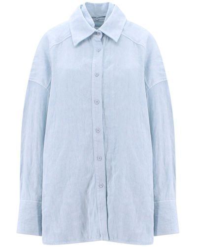 Krizia Oversize Linen Shirt - Blue