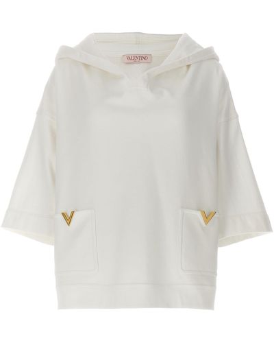 Valentino Garavani Logo Hoodie Sweatshirt - White