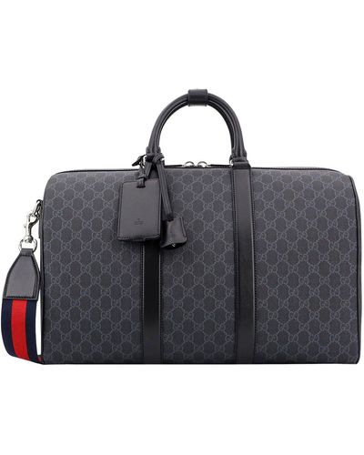 Gucci Gg Supreme Fabric And Leather Duffle Bag - Black