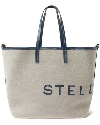 Stella McCartney Tote bag eco salt and pepper canvas - Blu